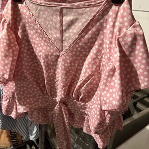 SHEIN Pink Floral Blouse and skirt